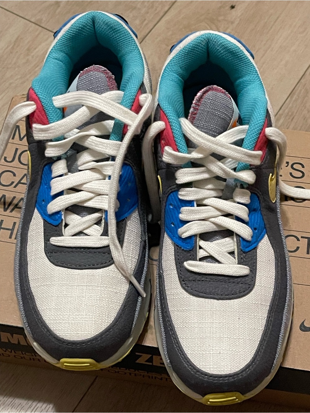 Nike Kids Air Max-Style Sneakers in Yellow, Blue & Gray - Picture 2 of 9